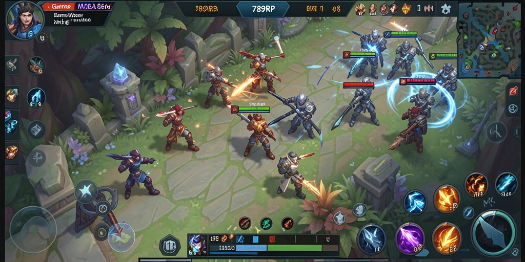 Tangkapan layar utama 789RP menampilkan pertempuran seru di arena MOBA.