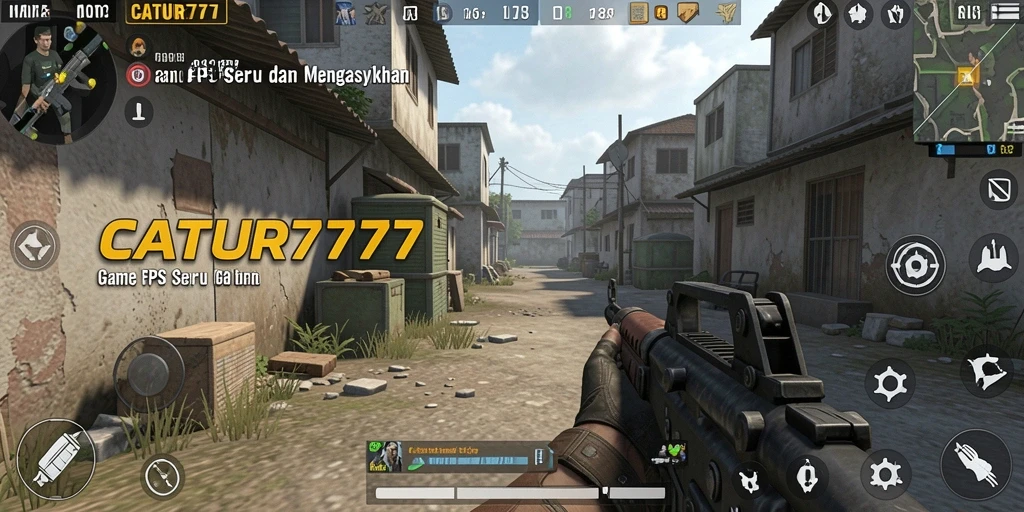 Screenshot utama CATUR777 menunjukkan aksi menegangkan dalam gameplay FPS.