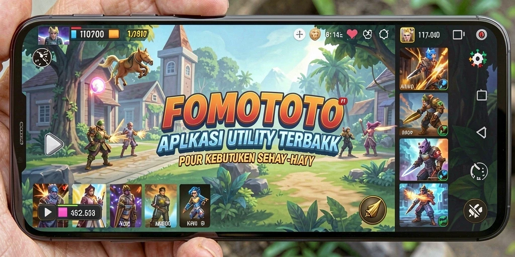 Tampilan utama FOMOTOTO yang memudahkan navigasi aplikasi Utility.