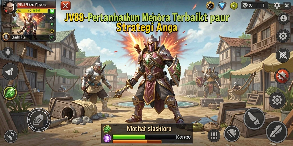 Tangkapan layar gameplay JV88 menampilkan pertahanan menara yang strategis dan menantang.