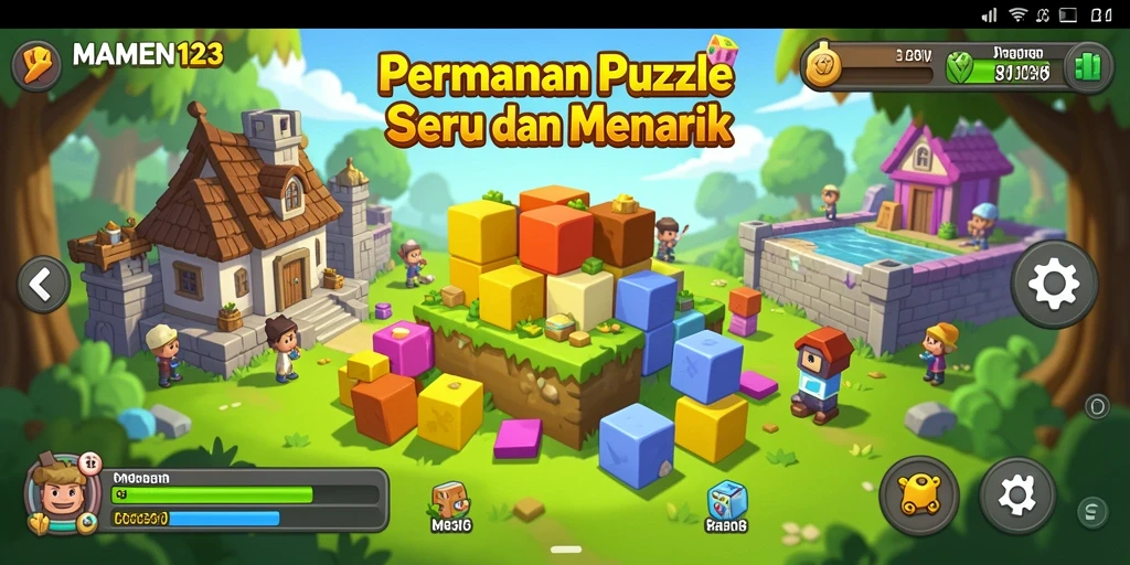 Tampilan gameplay seru di MAMEN123 saat menyelesaikan teka-teki.