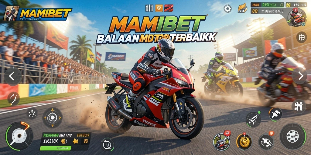 Tangkapan layar gameplay MAMIBET dengan aksi balapan motor yang mendebarkan.