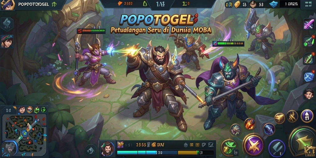 Tampilan gameplay seru dalam POPOTOGEL yang menampilkan pertempuran epik.