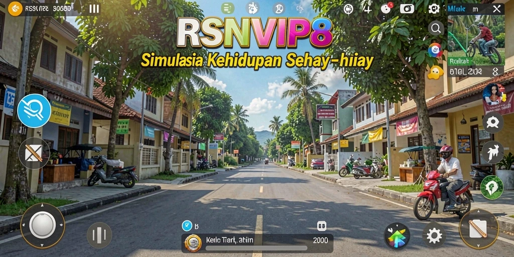 Tangkapan layar gameplay RSNVIP8 yang menunjukkan simulasi kehidupan sehari-hari.