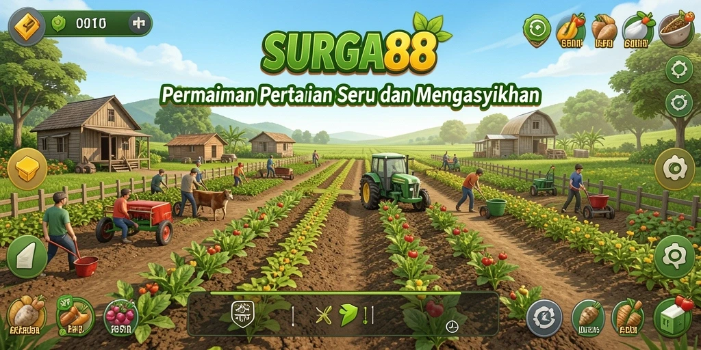 Tampilan gameplay menarik dari SURGA88 dengan ladang yang subur.